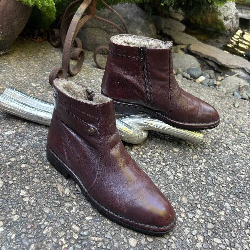 Remonte Men's Vintage Brown Leather Faux Fur Lined Winter Snow Boots Size 7